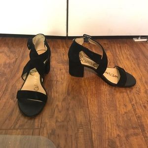 Black 2 inch open toe heel Sam Edelman size 6